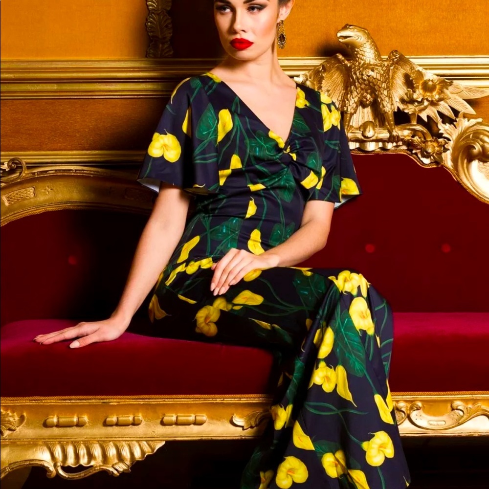 Voodoo Vixen 1940’s Calla Lily Maxi Dress UK XL/US L